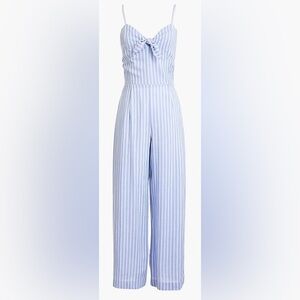 J. Crew Jumpsuit Size 0 Blue/White Striped Lined Adjustable Straps Tie Front